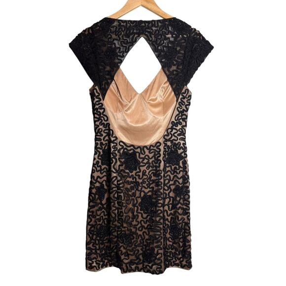 Sue Wong Nocturne Black Beaded Dress Size 12 Short Sleeve Floral Cocktail Party - Picture 2 of 10